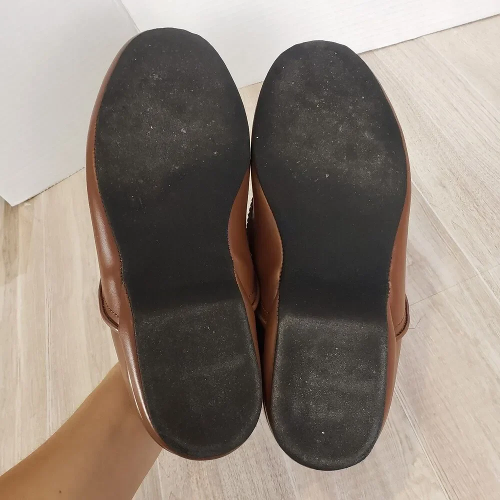 L.B. Evans Chicopee Men’s Slippers 9EE Brown Leather Slip On Moc Toe 2198